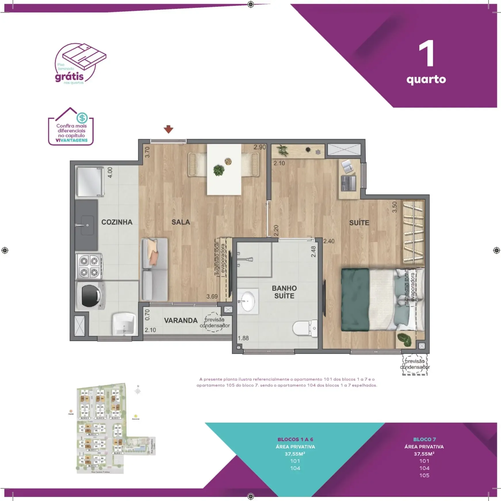 Apartamento 3 quartos c/ suíte
